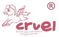 the logo for cruel is shown on a white background with an image of a horse